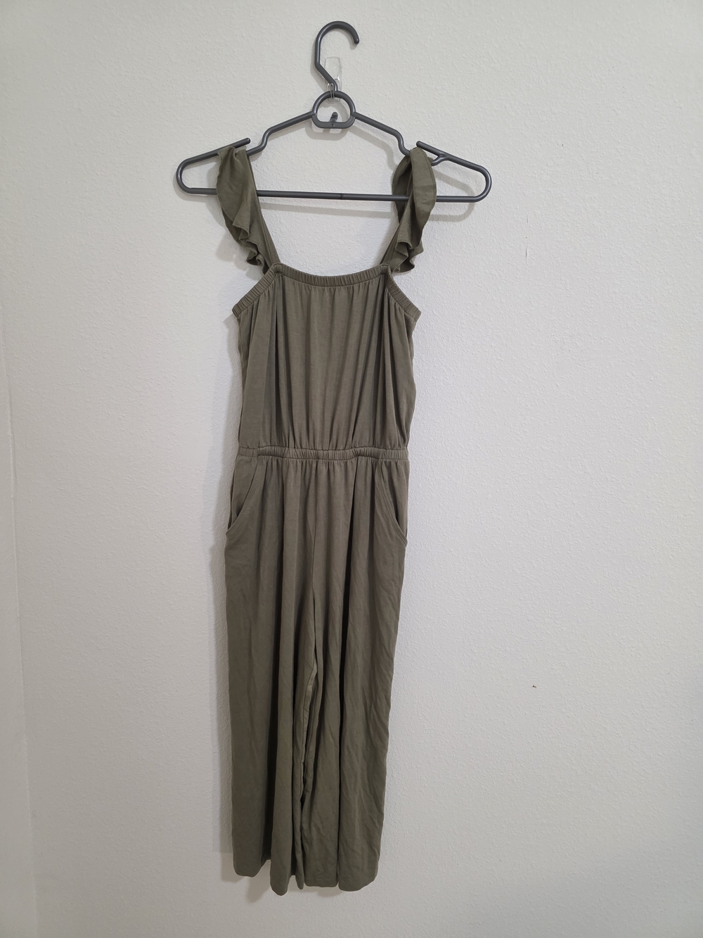 Nordstrom Olive Green Ruffle-Strap One-Piece Jumpsuit